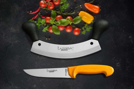 Lazbisa Mutfak Bıçak Seti Pizza Kesici Satır Zırh - Gold Serisi 2'Li Set