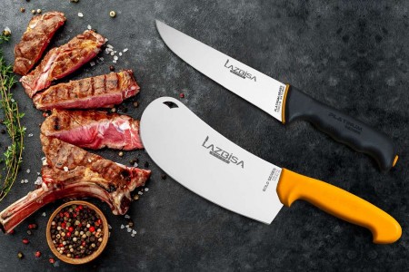 Lazbisa Mutfak Bıçak Seti Et Satır ve Platinum Mutfak Bıçağı 2'Li Set