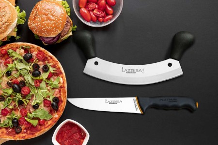 Lazbisa Mutfak Bıçak Seti Çift Tutma Et Satır ve Platinum Mutfak Bıçağı 2'Li Set