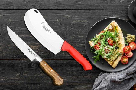 Lazbisa Mutfak Bıçak Seti Et Satır ve Ahşap Sap Mutfak Bıçağı 2'Li Set