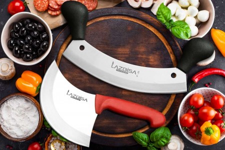 Lazbisa Mutfak Bıçak Seti Çift Tutma Et Satır ve Hilal Börek 2'Li Set