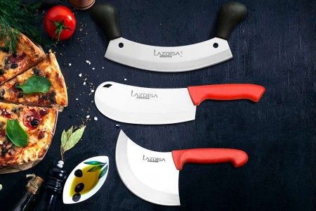 Lazbisa Mutfak Bıçak Seti Çift Tutma Soğan Et Satır ve Hilal Börek 3'lü Set