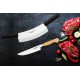 Lazbisa Mutfak Bıçak Seti Çift Tutma Et Kıyma Satırı (20 cm) ve Ahşap Sap Mutfak Bıçağı 2'Li Set