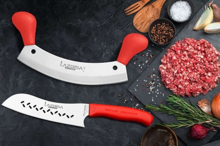 Lazbisa Mutfak Bıçak Seti Pizza Satırı - Gold Serisi Mutfak Şef Bıçağı (2'Li Set)