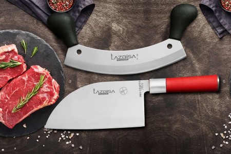 Lazbisa Mutfak Bıçak Seti Et Kıyma Zırh Red Craft Almazan Şef Bıçağı 2'Li Set