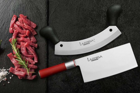 Lazbisa Mutfak Bıçak Seti Et Kıyma Zırh Red Craft Çin Satırı 2'Li Set