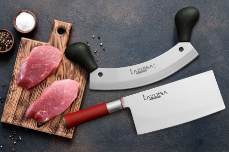 Lazbisa Mutfak Bıçak Seti Et Kıyma Zırh Red Craft Çin Satırı 2'Li Set