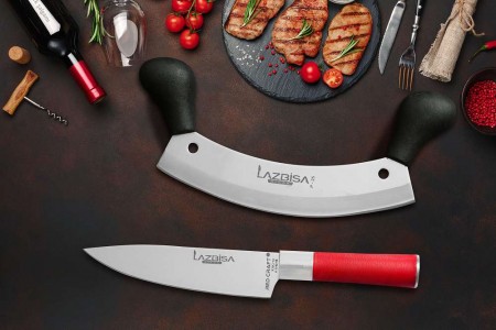 Lazbisa Mutfak Bıçak Seti Et Kıyma Zırh Red Craft Şef Bıçağı 2'Li Set