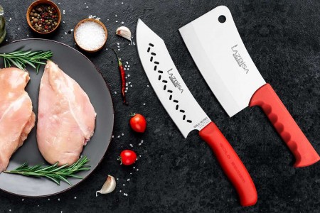 Lazbisa Mutfak Bıçak Seti Et Satırı - Gold Serisi Şef Bıçağı (2'Li Set)