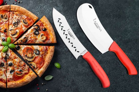 Lazbisa Mutfak Bıçak Seti Börek Pizza Satırı - Gold Serisi Şef Bıçağı (2'Li Set)