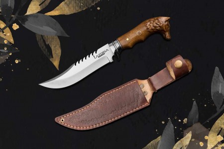 Lazbisa Outdoor Avcı - Komando Kamp Bıçağı El Yapımı Dövme Çelik (28.5 Cm) - Kılıf Hediyeli