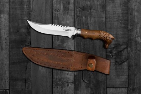 Lazbisa Outdoor Avcı - Komando Kamp Bıçağı El Yapımı Dövme Çelik (33.5 Cm) - Kılıf Hediyeli