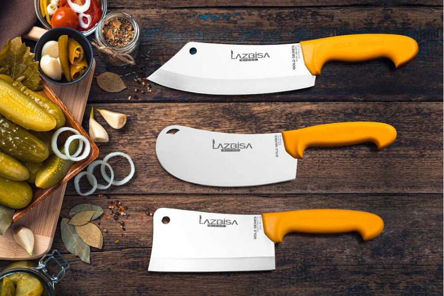 Lazbisa Mutfak Bıçak Satır 3'Lü Set (Gold Serisi)