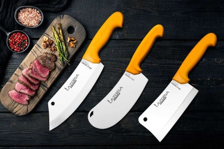 Lazbisa Mutfak Bıçak Satır 3'Lü Set (Gold Serisi)
