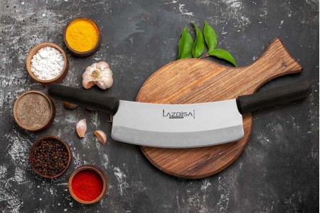 Lazbisa Mutfak Bıçağı Çift Tutma Zırh Kıyma Satırı (20 cm)