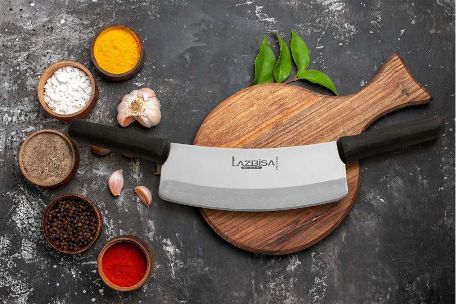 Lazbisa Mutfak Bıçağı Çift Tutma Zırh Kıyma Satırı (30 cm)