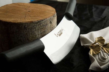 Lazbisa Mutfak Bıçağı Çift Tutma Zırh Kıyma Satırı (25 cm)