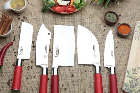 Lazbisa Mutfak Bıçak 5'Li Set Red Craft Serisi