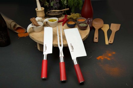 Lazbisa Mutfak Bıçak 3'Lü Set Red Craft Serisi
