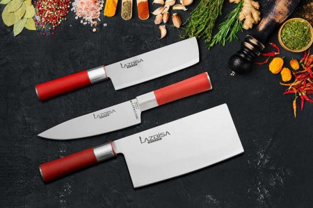 Lazbisa Mutfak Bıçak 3'Lü Set Red Craft Serisi