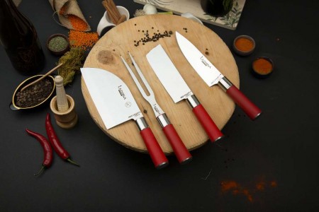 Lazbisa Mutfak Bıçak 4'Lü Set Red Craft Serisi