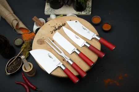 Lazbisa Mutfak Bıçak 5'Li Set Red Craft Serisi