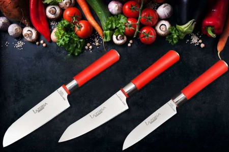 Lazbisa Red Craft Mini Pro Mutfak Bıçak Seti (3'lü)