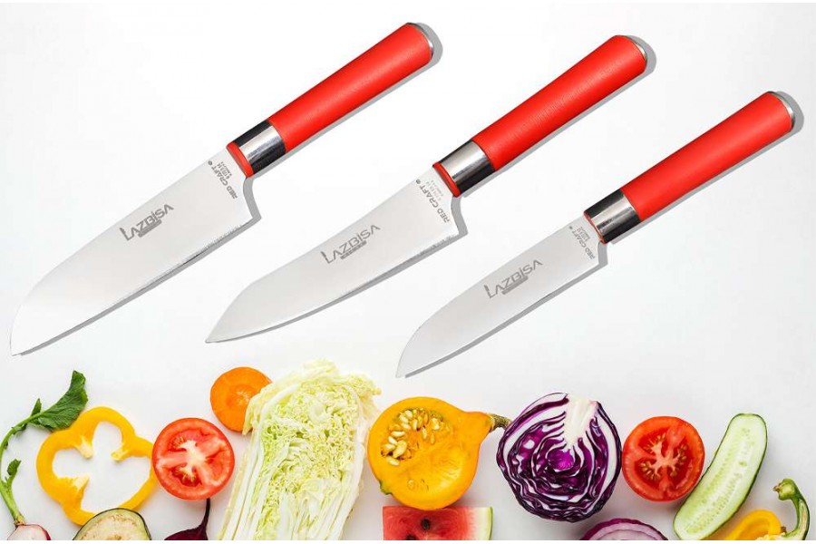 Lazbisa Red Craft Mini Pro Mutfak Bıçak Seti (3'lü)