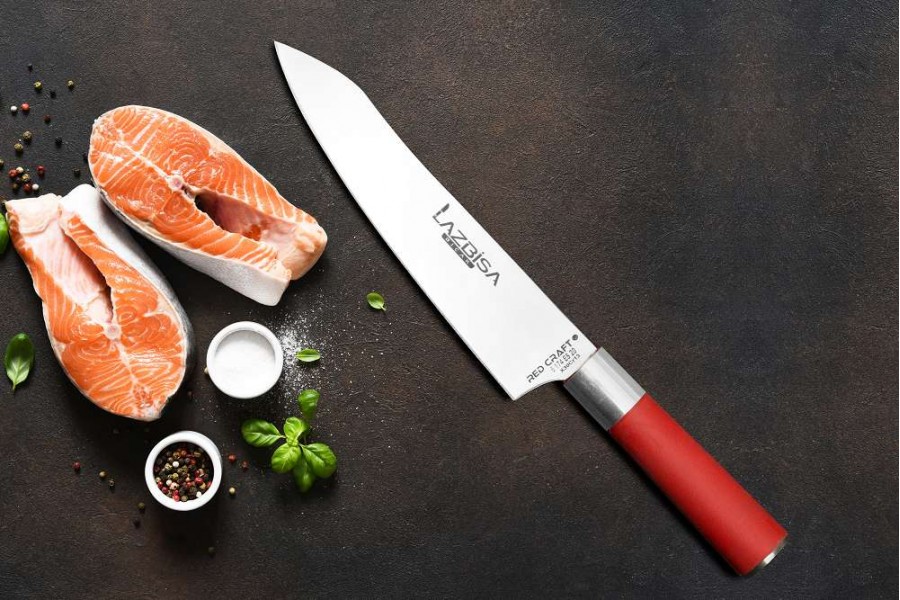 Lazbisa Mutfak Şef Bıçağı Eğri Santaku No:2 ( Red Craft Serisi )