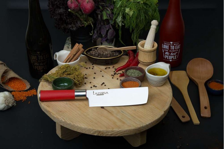 Lazbisa Mutfak Şef Bıçağı ( Nakiri ) Red Craft Serisi