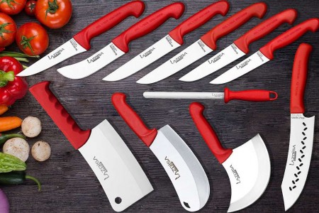 Lazbisa Silver Profesyonel Mutfak Bıçak Seti Şef Bıçağı (11 Parça)