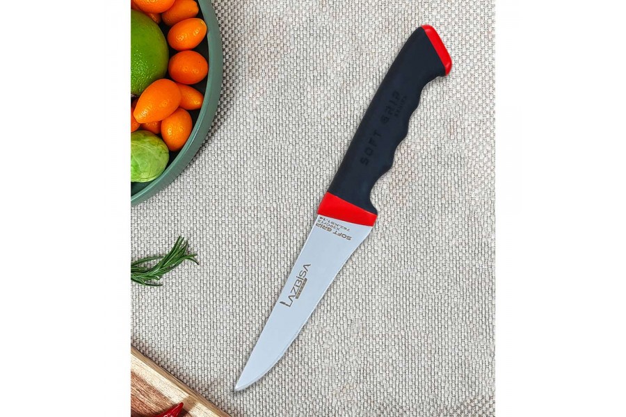 Soft Grip 2 Parça Mutfak Bıçak Seti Et Ekmek Sebze Meyve Bıçak ( No: 2 - 3 )  ( ABS Kaymaz Sap )