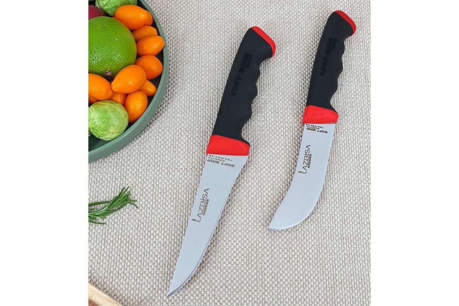Soft Grip 2 Parça Mutfak Bıçak Seti Et Ekmek Sebze Meyve Bıçak ( No: Y-S )  ( ABS Kaymaz Sap )